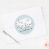 ポーラーベアーブルーボーイベビーシャワーありがとう ラウンドシール (封筒)