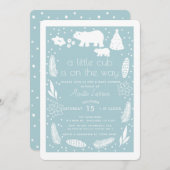 ポーラーベアーホリデーブルーベビーシャワー招待状 シーズンカード (正面/裏面)