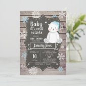 ポーラーベアーボーイ赤ちゃんシャワー招待状I青 招待状 (スタンド正面)