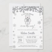 ポーラーベア冬のベイビーシャワー スノーフレーク招待状 招待状 (正面)
