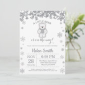 ポーラーベア冬のベイビーシャワー スノーフレーク招待状 招待状 (スタンド正面)