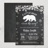 ポーラーベア冬のベイビーシャワー 黒板 招待状 (正面/裏面)