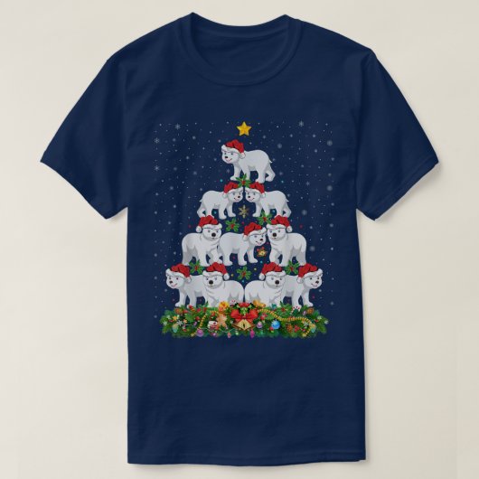 ポーラーベア動物愛好家サンタポーラーベアークリスマス Tシャツ (デザイン正面)