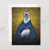 ポーラーベア卒業式ポストカードブルー 案内ポストカード (正面/裏面)