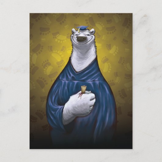 ポーラーベア卒業式ポストカードブルー 案内ポストカード (正面)