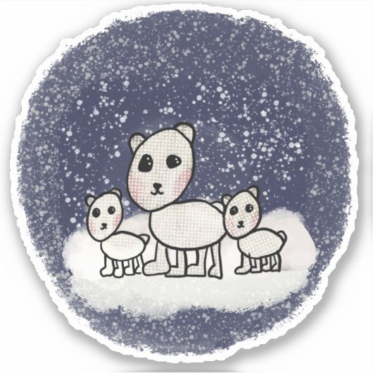 ポーラーベア家族ステッカー シール (正面)
