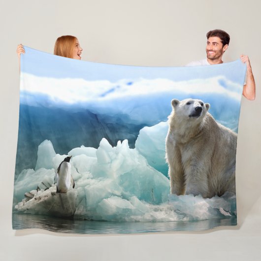 ポーラーベア招待状ペンギンとランチ フリースブランケット (インサイチュ)