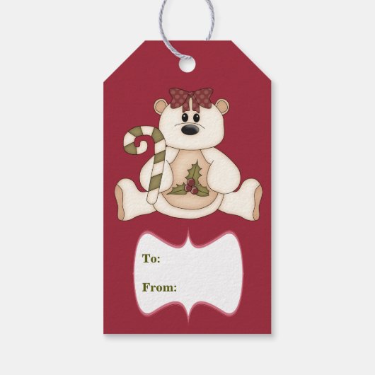 ポーラーベア水玉模様リバーシブルクリスマス ギフトタグ (裏面)