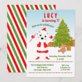 ポーラーベア誕生日パーティー付きクリスマス 招待状 (正面/裏面)