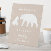 ポーラーベア雪女の子ママ赤ちゃんシャワーへようこそ 台座サイン (インサイチュ)