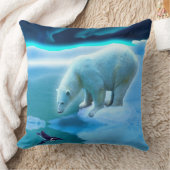 ポーラーベア&アクティックペンギンAuroraアートクロック クッション (ブランケット)