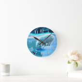 ポーラーベア&アクティックペンギンAuroraアートクロック ラウンド壁時計 (ホーム)