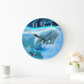 ポーラーベア&アクティックペンギンAuroraアートクロック ラージ壁時計 (ホーム)