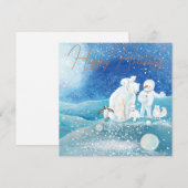 ポーラーベア、フオックス、ペンギン＆スノーマン ハッピー シーズンカード (正面/裏面)