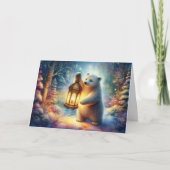 ポーラーベア&ランタンクリスチャンKJV聖句クリスマス シーズンカード (正面)