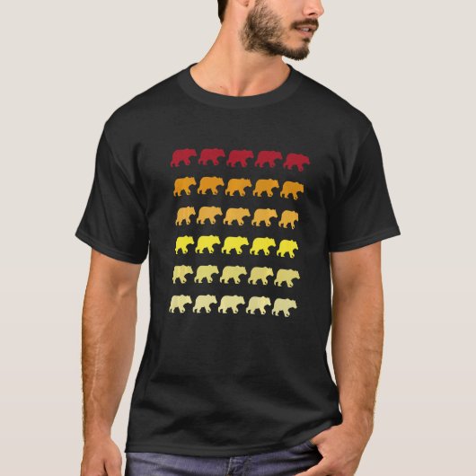 ポーラーベア レトロ アニマル パターン Tシャツ (正面)