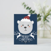 ポーラーベーおもしろいムクリスマスホリデーズネイビーポストカード ポストカード (スタンド正面)