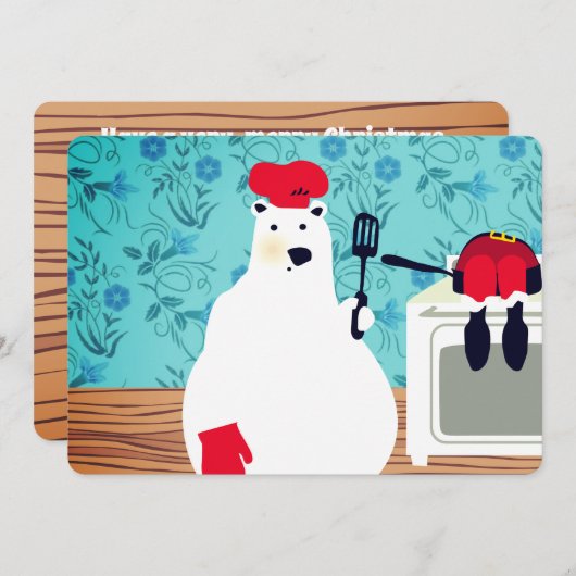 ポーラーベークシェフ料理サンタクリスマスカード シーズンカード (正面/裏面)