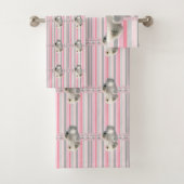 ポーラーベークピンクストライプのバスルーム用タオル バスタオルセット (インサイチュ)