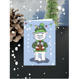 ポーラーベー空白のフォールドホリデーカード シーズンカード