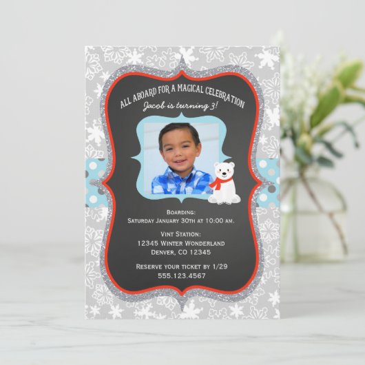 ポーラーボー表現イフォト誕生日招待状 招待状 (スタンド正面)