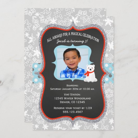 ポーラーボー表現イフォト誕生日招待状 招待状 (正面/裏面)