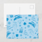 ポーラー・エクスプレス | 青いホリデー アイコン パターン シーズンポストカード (正面/裏面)