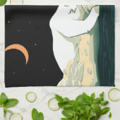 『ポーラー·ベアと月』 キッチンタオル (折り畳み)