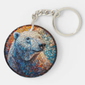 ポーラ威厳のあるクマのステンドグラスのアートワーク キーホルダー (裏面)