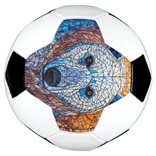ポーラ威厳のあるクマのステンドグラスのアートワーク サッカーボール (回転)