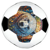 ポーラ威厳のあるクマのステンドグラスのアートワーク サッカーボール (回転)