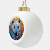 ポーラ威厳のあるクマのステンドグラスのアートワーク セラミックボールオーナメント (右)