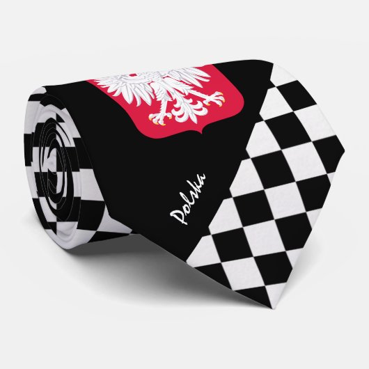 ポーラ市松模様にンタイ、ポーランド国旗のファッション ネクタイ (ロール)