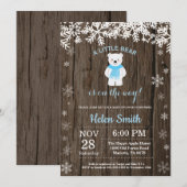 ポーラ素朴クマ冬少年ベビーシャワー 招待状 (正面/裏面)