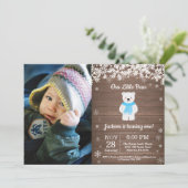 ポーラ素朴クマ冬少年誕生日写真 招待状 (スタンド正面)