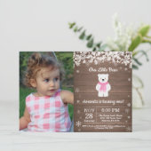 ポーラ素朴ベア冬季ガール誕生日写真 招待状 (スタンド正面)