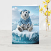 ポーラ読ー・ベアの新聞誕生日 カード (黄色い花)