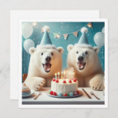 ポーラ食べ物ベアのケーキ、ベア誕生日の招待 招待状 (正面/裏面)