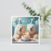 ポーラ食べ物ベアのケーキ、ベア誕生日の招待 招待状 (スタンド正面)