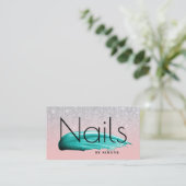 ポーリッエレガントシュ調銀ピンクグリッター 名刺 (スタンド正面)