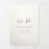 ポーリナモダンアイボリーシンプルエレガントウェディング 三つ折り招待状 (カバー)