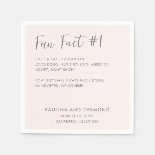 ポーリナモダンソフトピンクシンプルクのエレガントな結婚式 スタンダードカクテルナプキン (正面)