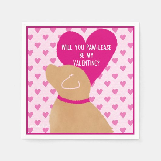 ポーリースマイバレンタインペーパーナプキン スタンダードカクテルナプキン (正面)