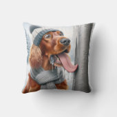 ポールに舌を付けたアイリッシュセ凍っていッター クッション (裏面)