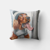 ポールに舌を付けたアイリッシュセ凍っていッター クッション (正面)