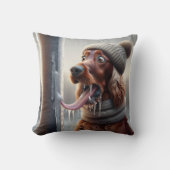 ポールに舌を付けたアイリッシュセ凍っていッター クッション (正面)