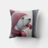 ポールに舌を付けた凍ってい犬 クッション (裏面)