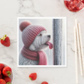 ポールに舌を付けた凍ってい犬 スタンダードランチョンナプキン (インサイチュ)