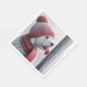 ポールに舌を付けた凍ってい犬 スタンダードランチョンナプキン (角)