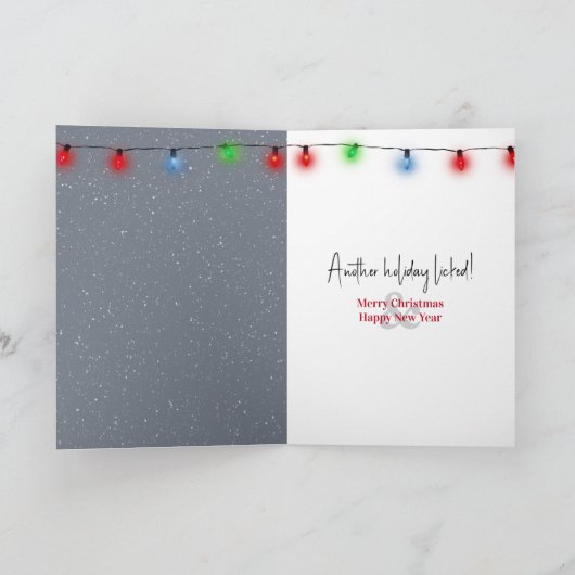 ポールをなめるクリスマスのアイリッシュセッター凍ってい犬 シーズンカード (内部)